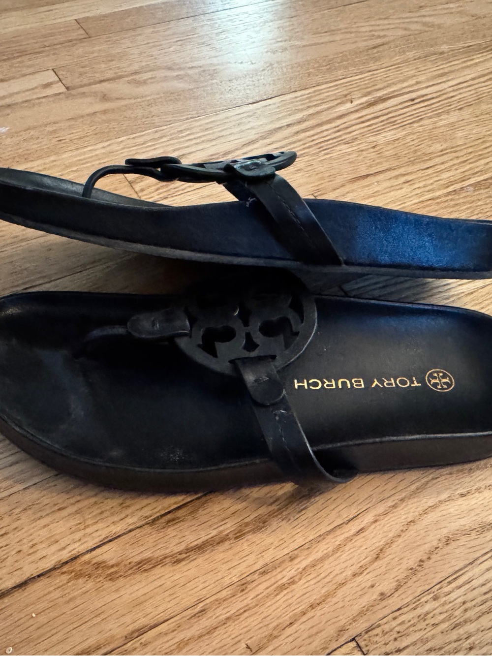 Tory Burch Cloud Miller Black Leather Sandals - Picture 3 of 3